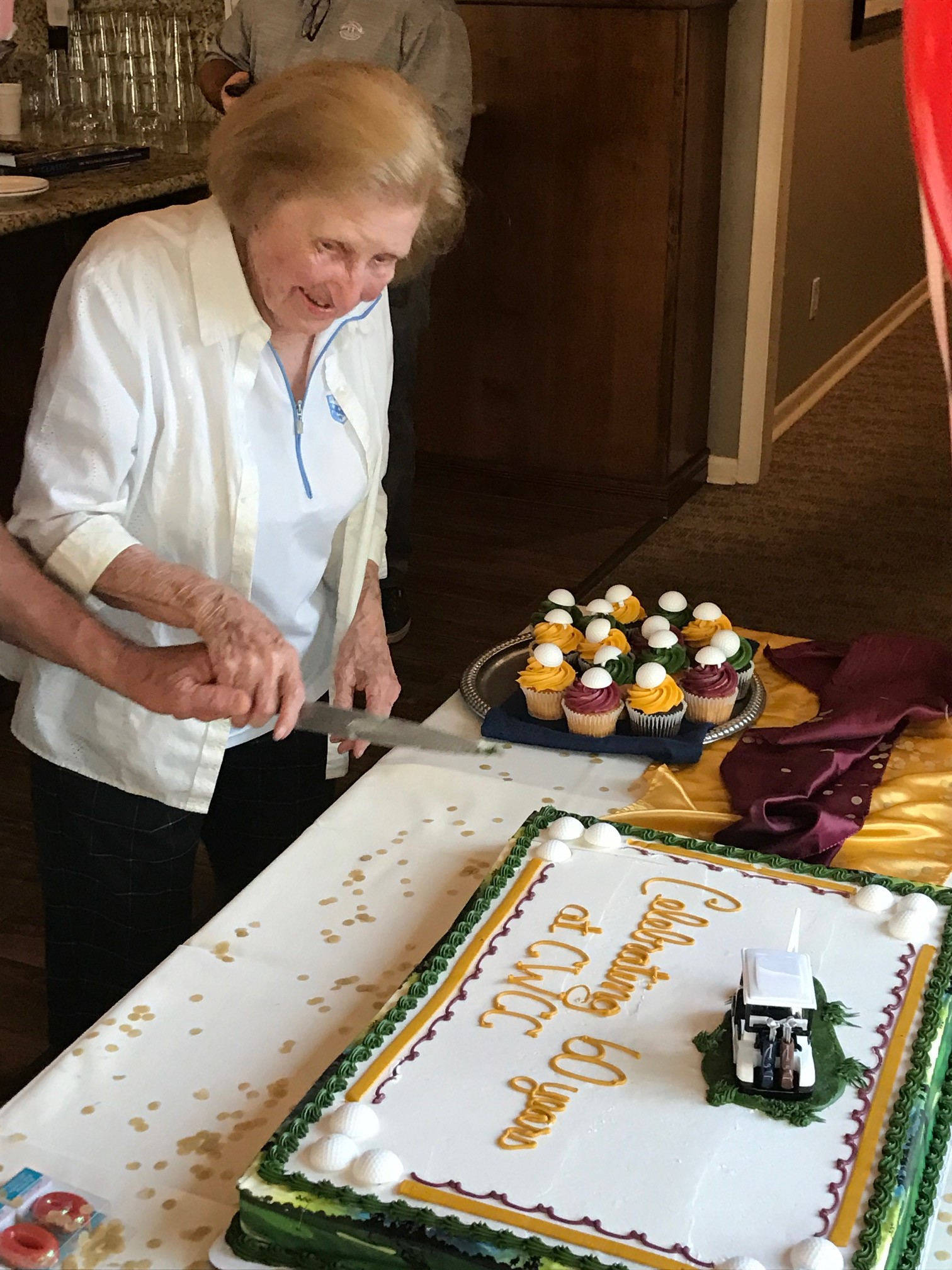 Jean Barber Cutting 60th Cake 